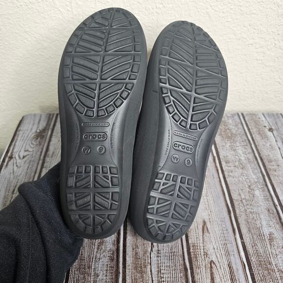 Crocs Mammoth Black/Gray Faux Fur Lined Ballet Flats Size 9 - Picture 9 of 9